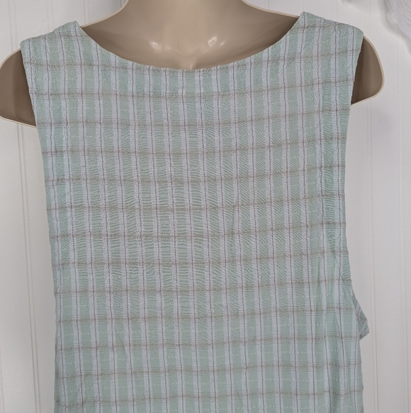 VINTAGE 100% Cotton Plaid Sleeveless Button-Front V-Neck Top Sz M - Picture 8 of 10